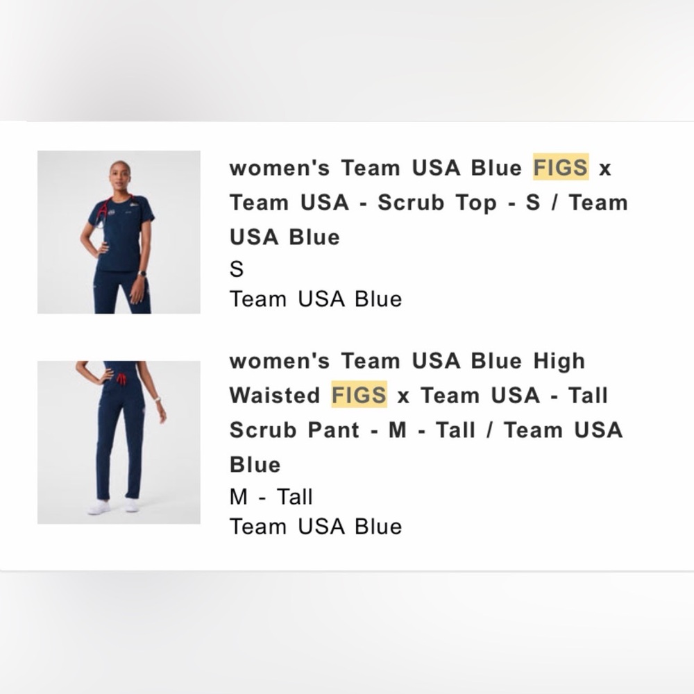 Figs Women's Team USA Olympics Navy Blue Short Sleeve Top